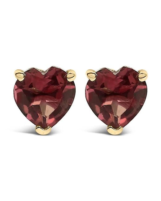 Haus of Brilliance Brown 14K 5Mm Heart Cut Garnet Solitaire Stud Earrings