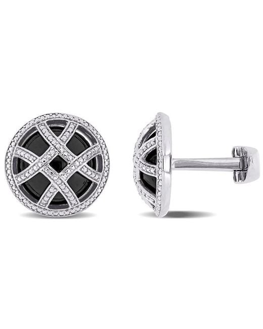 Amour Metallic 17 Ct Tgw Onyx Cufflink for men