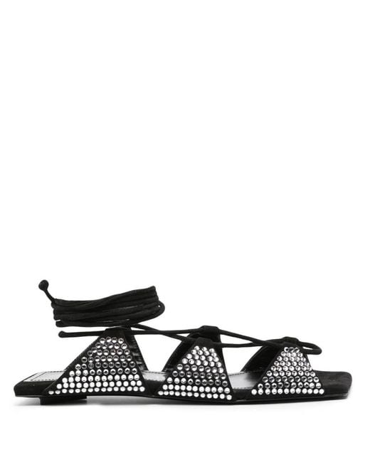 The Attico Black Tatc Crystal-Embellished Renee Flat Sandal