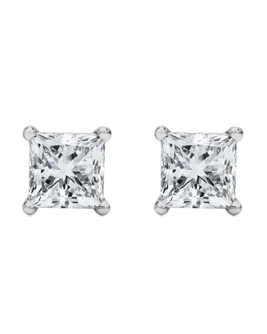 Haus of Brilliance Metallic 14K 1/2 Cttw Princess Cut Lab Grown Diamond Solitaire Stud Earrings (F-G, Vs2-Si1)