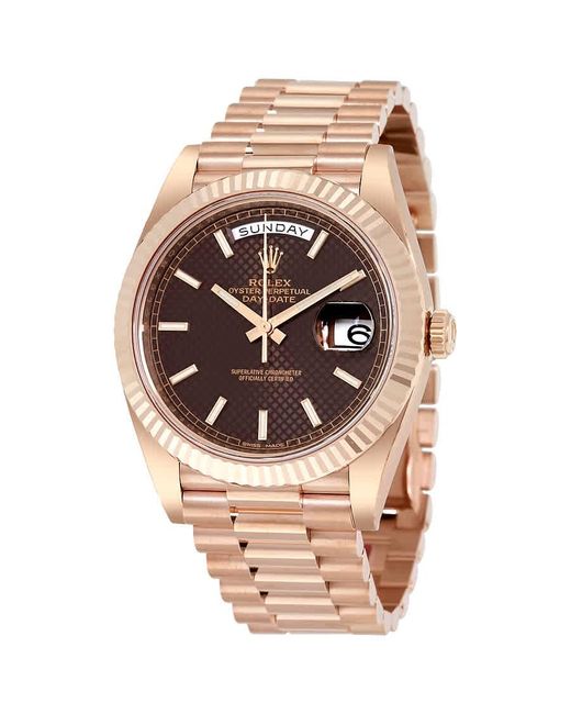 Rolex Pink Day-date 40 Chocolate Dial 18k Everose Gold President Automatic Watch 228235chsp for men