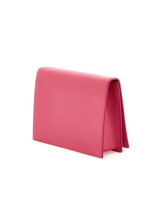 Dolce & Gabbana Pink Dolce & Gabbana Logo Leather Crossbody Bag