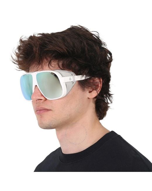 Moncler White Diffractor Smoke Silver Flash Oversized Sunglasses Ml0206 24c 66