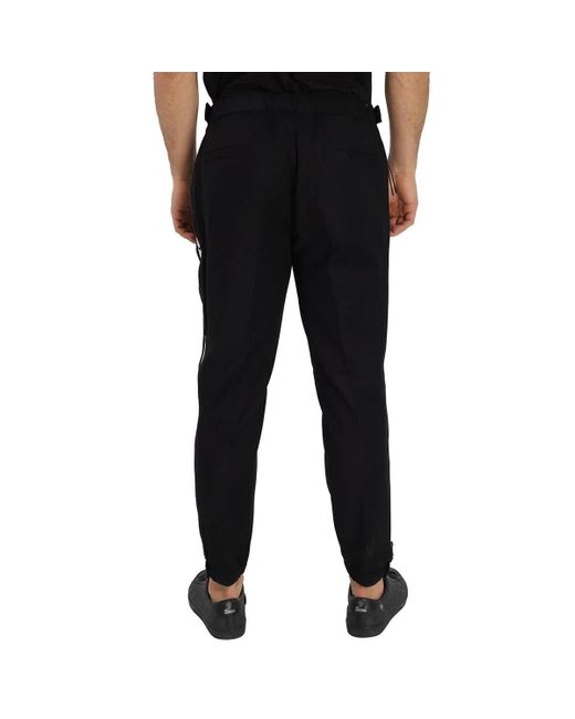 Moncler Black Stretch Cotton Striped Trousers for men