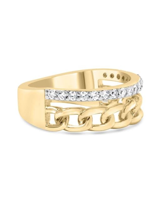 Haus of Brilliance Metallic 10K 1/5 Cttw Diamond Cuban Link Ring Band (I-J Color, I2-I3 Clarity)