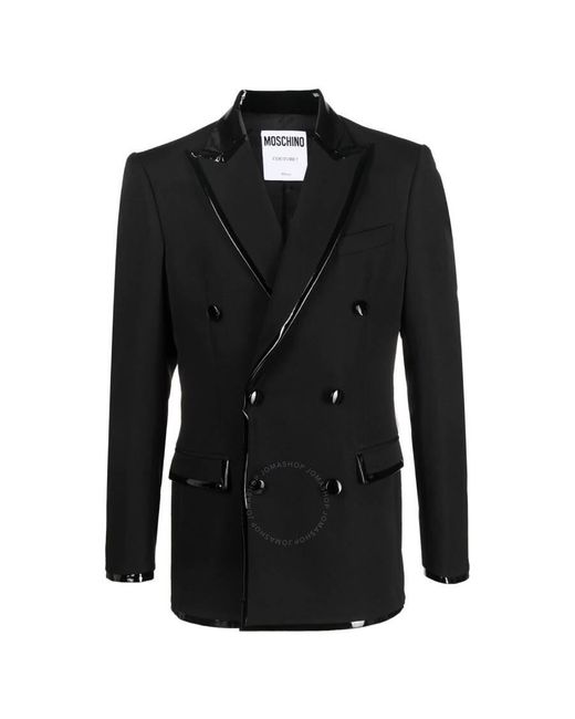 Moschino Black Double-breasted Piped Blazer for men