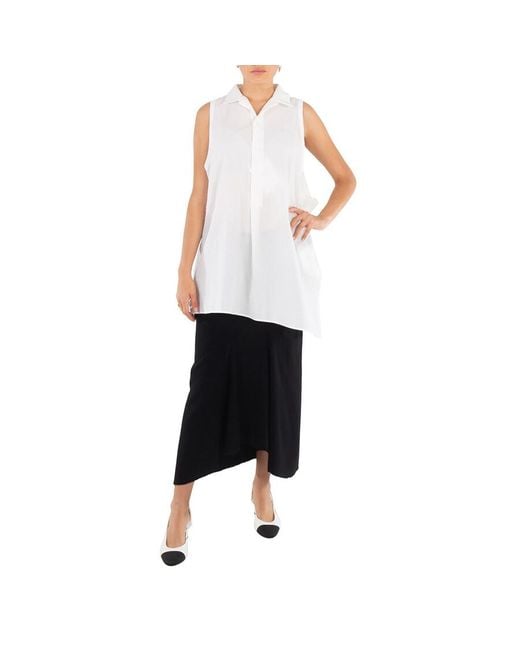 Y's Yohji Yamamoto White Ladies Dropped No Sleeves Blouse, Brand Size 2