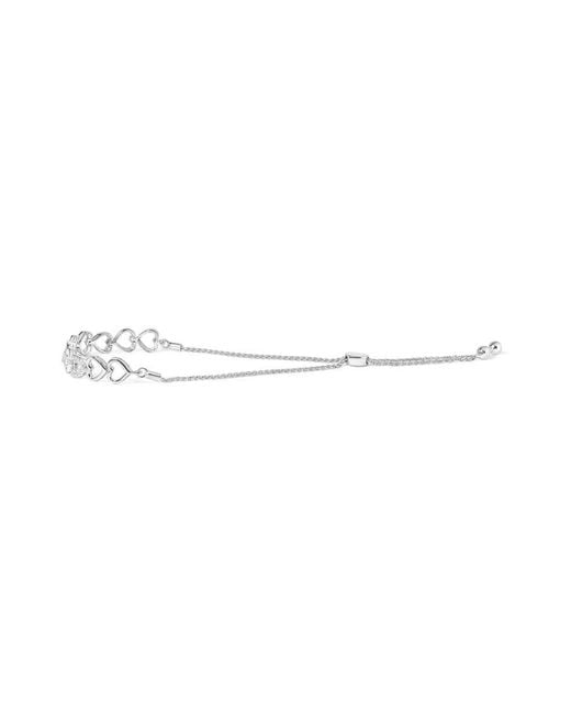 Haus of Brilliance Metallic 925 Sterling 1/10 Cttw Diamond Heart Link Bolo Bracelet (I-J I2-I3