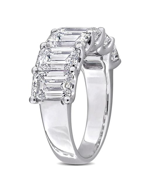 Created Forever Metallic 6Ct Tw Emerald-Cut Lab-Grown Diamond 6-Stone Semi-Eternity Anniversary Band