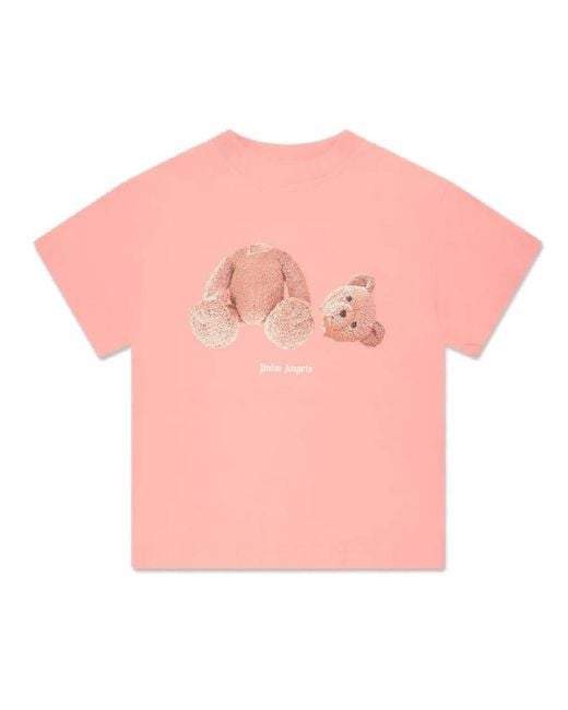 Palm Angels Pink Girls Bear Logo T-Shirt