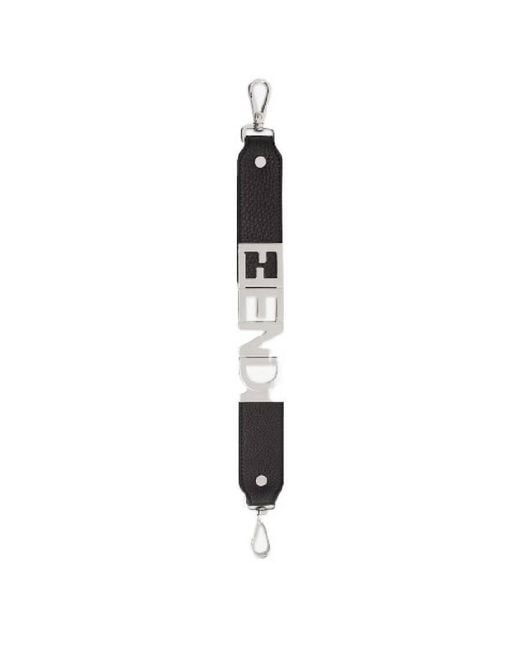 Fendi Black Leather Logo Bag Strap for men