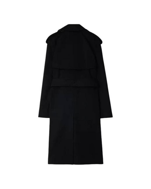 Burberry Black Cashmere Wrap Belted Trench Coat, Brand Size 6 Us