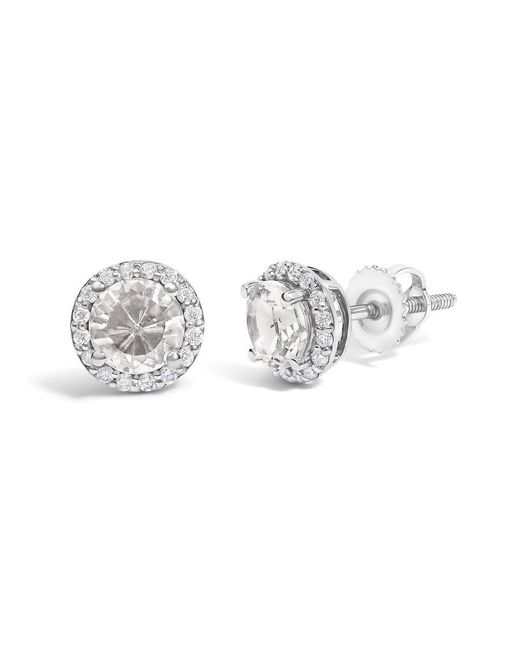 Haus of Brilliance Metallic 10K Topaz And 1/6 Cttw Diamond Halo Stud Earring