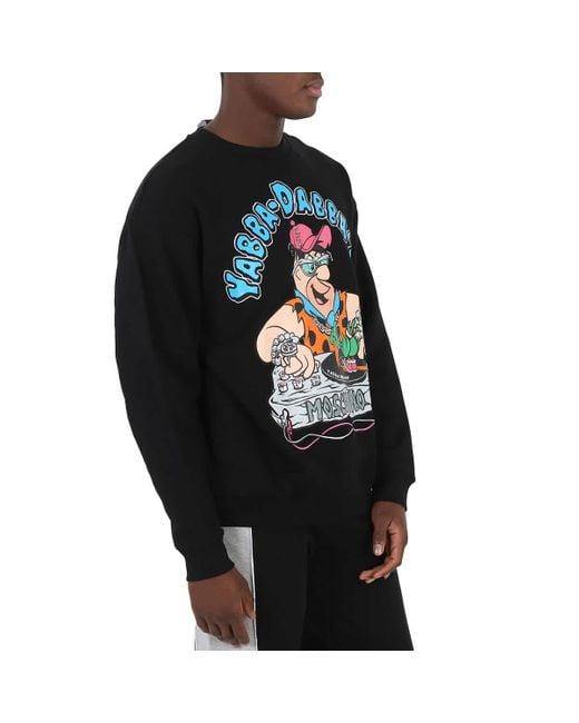 Moschino Black Flintstones Print Cotton Sweatshirt for men