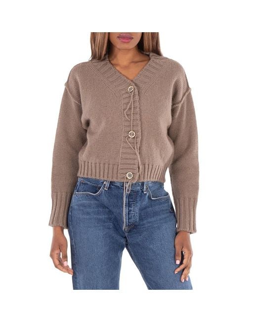 Acne Natural Cropped Knitted Cardigan