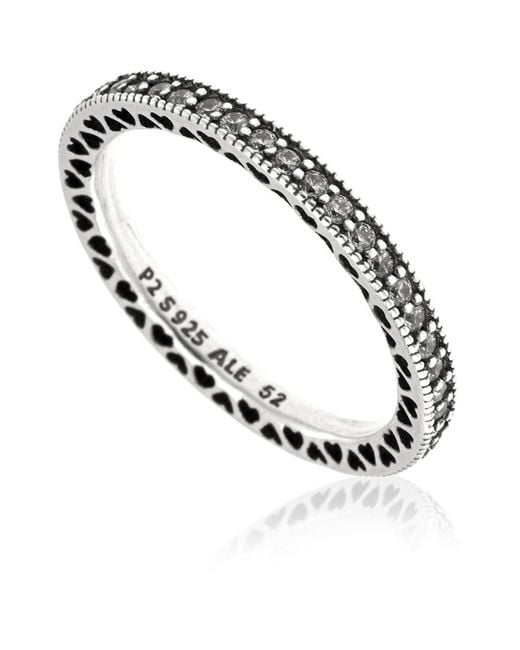 Pandora Metallic Ladies Sterling Sparkle & Hearts Ring