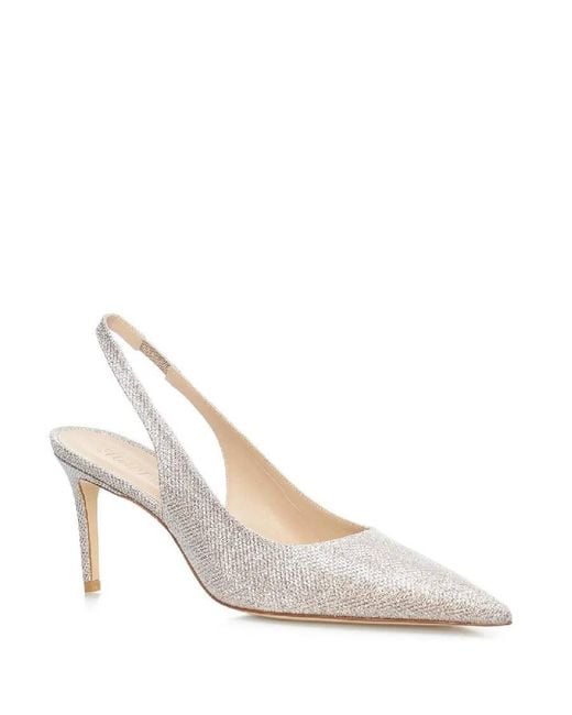 Stuart Weitzman White 75 Leather Slingbacks, Brand Size 36 Us