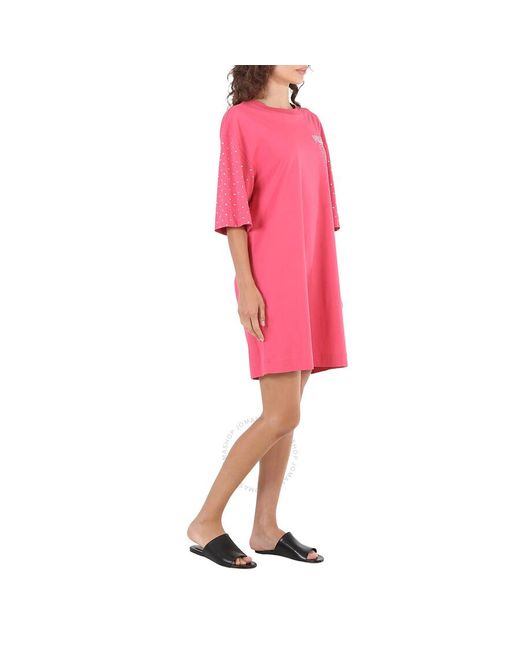 Moschino Pink Gem-logo T-shirt Dress