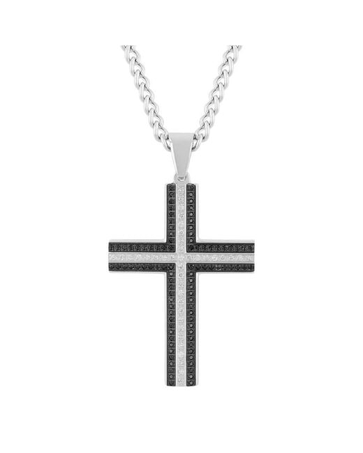 Robert Alton Metallic 33 Ctw And Stainless Steel And Sapphire Diamond Cross Necklace for men
