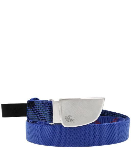 Burberry Blue Check Webbing Shield Belt for men
