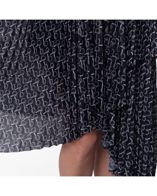 Burberry Blue Pleated Chain Print Dress, Brand Size 8 Us