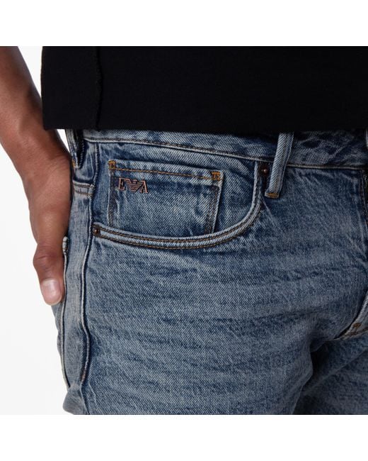 Emporio Armani Blue J06 Slim-Fit Denim Jeans, Waist for men