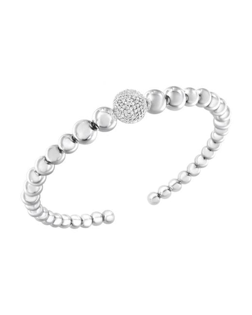 Haus of Brilliance Metallic Sterling 1/6 Carat Tdw Diamond Ball Bead Cuff Bangle Bracelet (I-J, I2-I3)