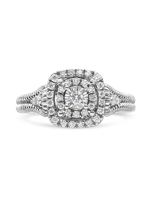 Haus of Brilliance Metallic 925 Sterling 1/3 Cttw Miracle Set Round-Cut Diamond Cocktail Ring (H-I Color, I1-I2 Clarity)