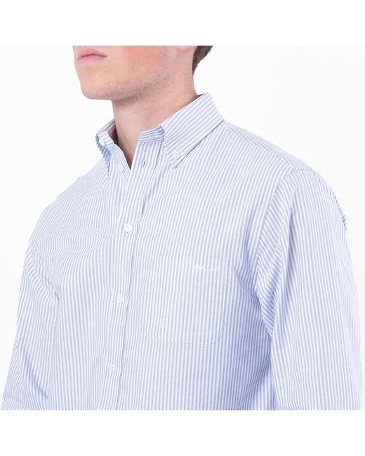 Bally Blue Striped Long-Sleeved Cotton Shirt, Brand Size 48 Us for men
