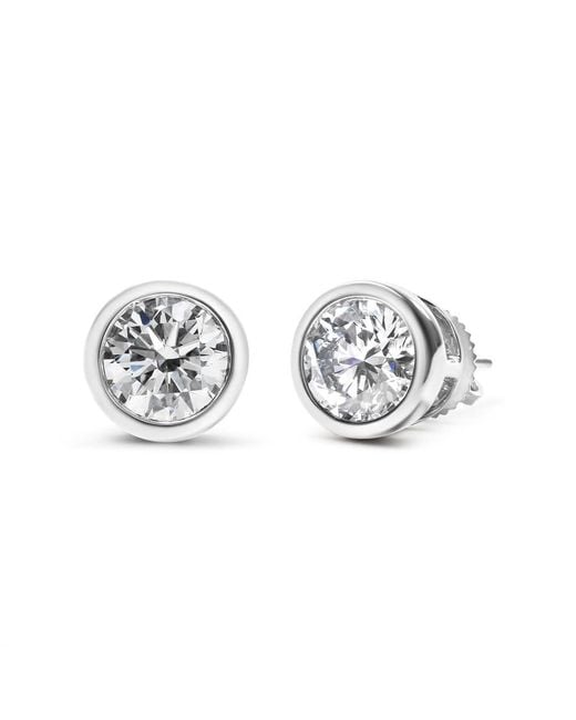 Haus of Brilliance Metallic 14K 2.0 Cttw Lab Grown Diamond Screw-Back Classic Bezel Solitaire Stud Earrings (G-H Color, Vs2-Si1 Clarity)