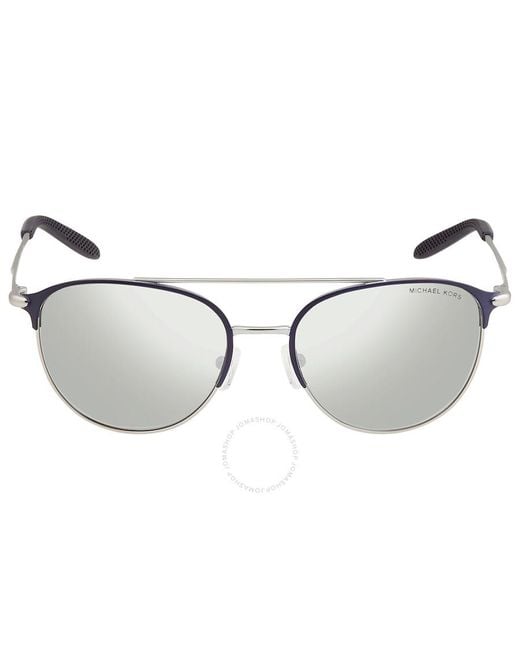 Michael Kors Metallic Silver Mirrored Round Sunglasses for men