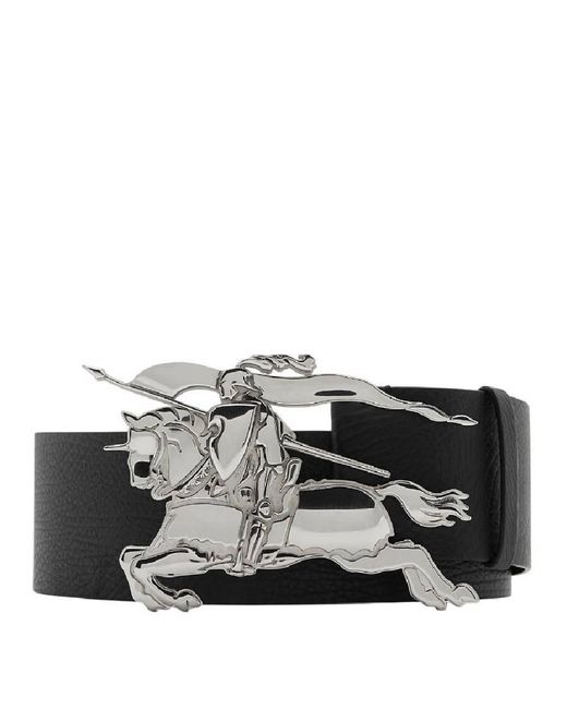 Burberry Black Equestrian Knight Motif Wide Leather Belt for men