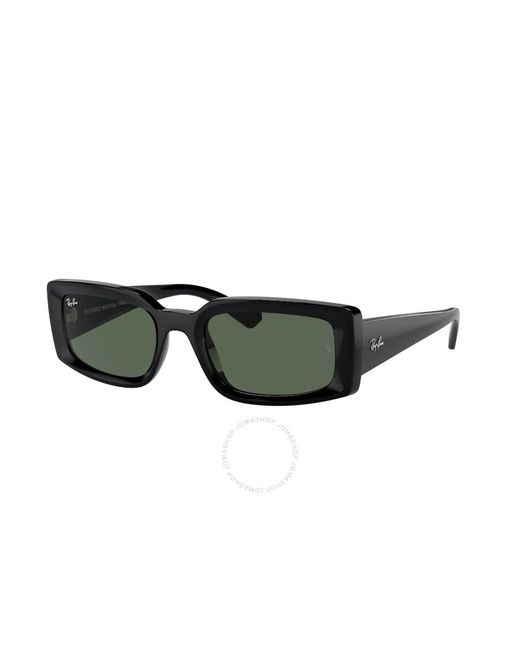 Ray-Ban Black Kiliane Bio Based Dark Green Rectangular Sunglasses Rb4395 667771 54