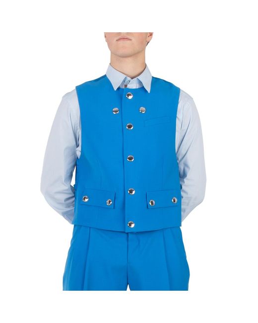 Burberry Blue Vivid Wool Waistcoat, Brand Size 56 (Us for men