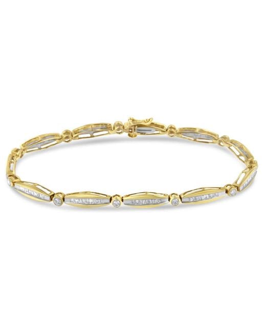 Haus of Brilliance Metallic 14K 1 1/2Ct Tdw Diamond Bezel And Link Tennis Bracelet (H-I, I1-I2)