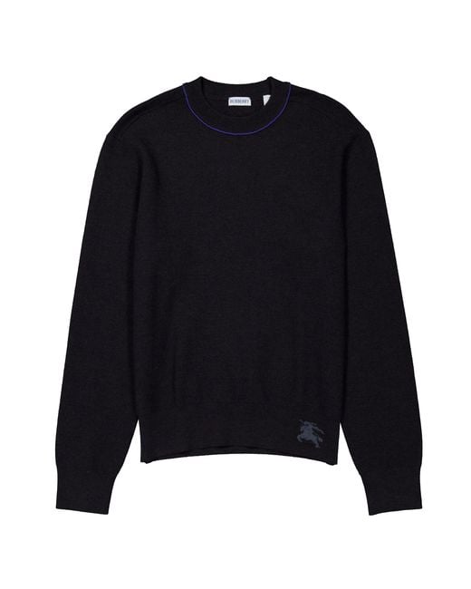 Burberry Black Ekd Embroidered Wool-Blend Sweater for men