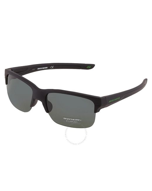 Skechers Gray Polarized Green Sport Sunglasses Se5147 02r 62 for men