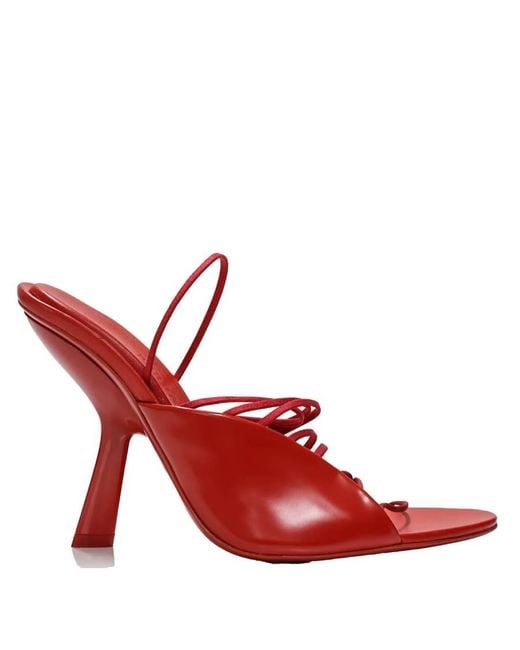 Ferragamo Red Ferragamo Ladies Leather Altaire Ultra Fine Strap Sandals