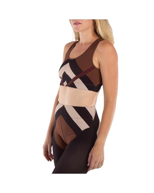 Burberry Black Dark Birch Immy Chevron Check Print Cropped Top