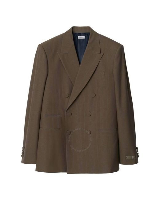 Burberry Brown Lee Double-Breasted Wool Blazer, Brand Size 44R (Us for men