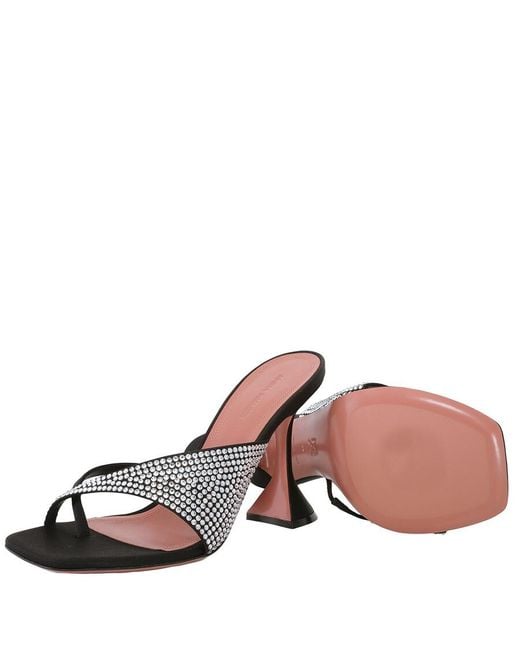 AMINA MUADDI White Shiona Crystal-Embellished Satin Mules, Brand Size 36 (Us