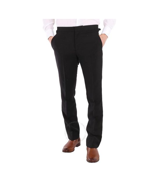Burberry Black Embellished Mohair Wool Classic Fit Tailored Trousers for men
