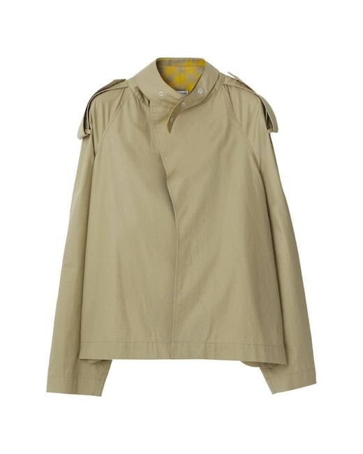Burberry Green Cotton Jacket With Puttee Collar, Brand Size 2 (Us