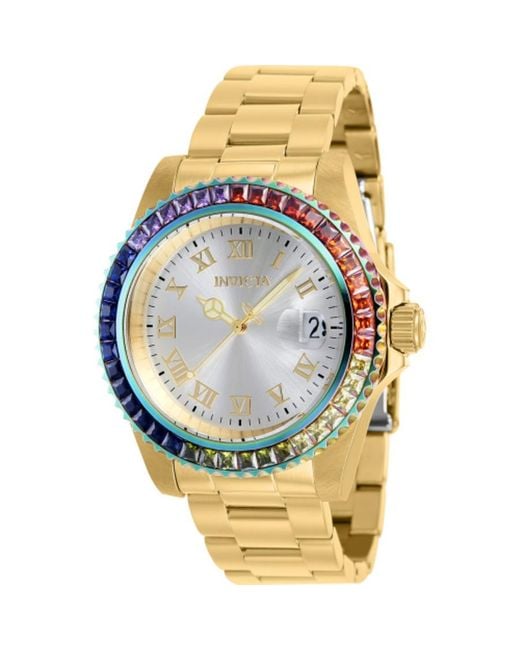 Invicta Metallic Angel Zager Exclusive Quartz Crystal Silver Dial Watch