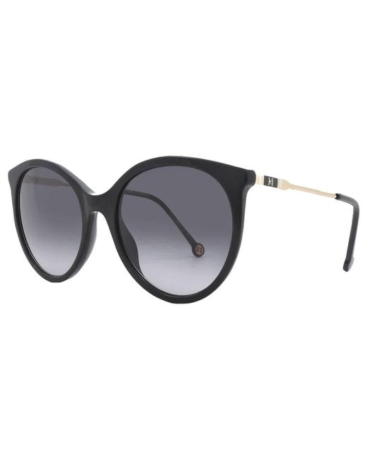 Carolina Herrera Black Grey Shaded Round Sunglasses Ch 0069/s 0807/9o 56