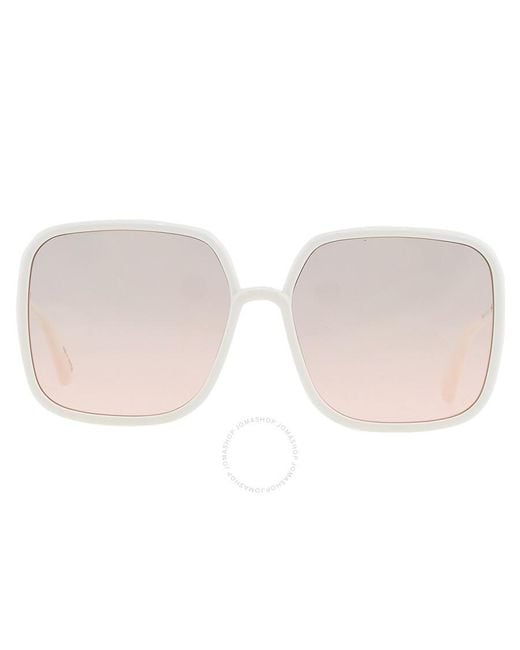 Dior White Stellaire Pink Square Sunglasses Cd40006u 25f 59