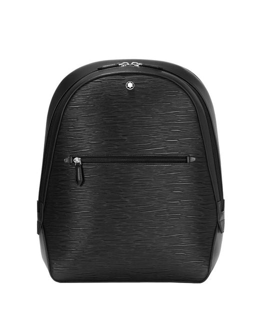 Montblanc Black Adjustable Strap Leather Backpack for men