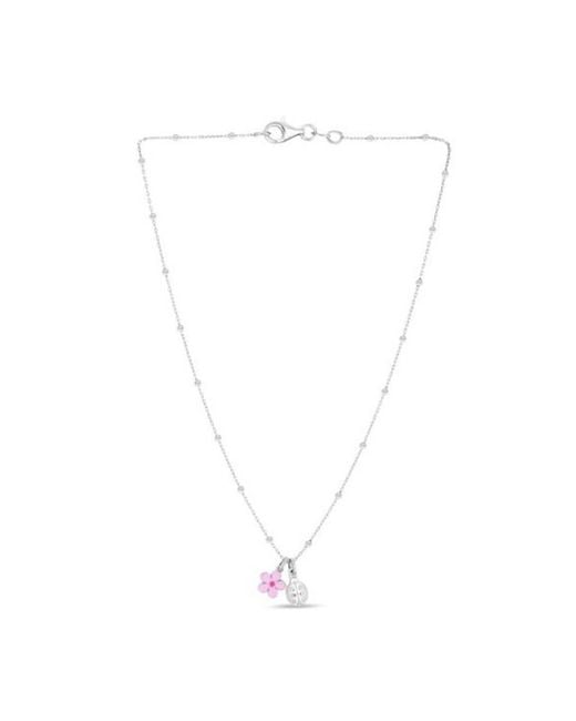 Tresorra Metallic Sterling Enamel Flower & Ladybug Pendant Necklace