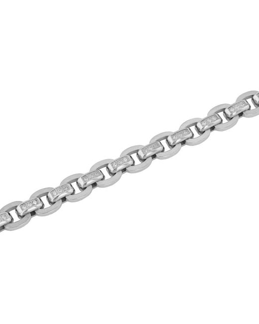 Robert Alton Metallic 1/2Ctw Diamond Stainless Steel Oval Link Bracelet for men
