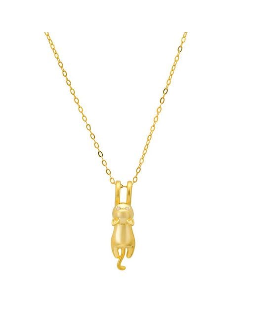 Kylie Harper Metallic 14K Over Dangling Kitty Cat Pendany Necklace